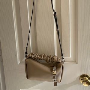 Designer inspired beige logo cloud bag. Removable shoulder strap. New!